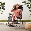 Amazon Basics Steel Zero Gravity Reclining Lounge Portable Chair, Black
