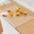 Clear Acrylic Cutting Boards for Kitchen Counter with Lip Non Slip Transparent White Chopping Board for Strong Safe Protecting Home Kitchen Countertop