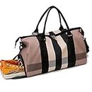 Vismiintrend Luxury Fashion Gym Bag with Shoe Compartment for Men and Women | Weekender | Beach | Swimming | Outdoor | Business | Yoga | Fitness | Zumba | Large Capacity | Stripes | Pink