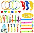 ZCOINS 30pcs Diving Pool Toys Underwater Swimming Pool Game Kit Diving Rings, Diving Sticks, Diving Fish, Diving Sharks, Diving Seaweeds, and Diving Gems Under Water Games
