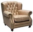Casa Padrino Luxury Genuine Leather Armchair Beige 92 x 97 x H. 89 cm - Chesterfield Living Room Furniture