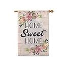 KafePross Home Sweet Home Floral House Flag 28x40 inch Spring Summer Welcome Double Sided Outside Flower Vertical Holiday Yard Decor
