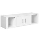 Wall Mounted Floating Media Storage Cabinet Hanging Desk Hutch W/Door White