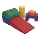 ECR4Kids SoftZone Crawl and Climb Playtime, Soft Foam Activity Playset, Step and Slide Toddler Beginner Climber and Soft Building Blocks, Kids Indoor Obstacle Course, 6-Piece - Assorted