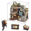 Magic Shop Dollhouse with Dust Cover Accessory, DIY Retro Magic Castle Miniature Dolls House Furniture Kit,Creative Room Children Teen Birthday New Year Gift