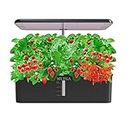 Hydroponics Growing System Herb Garden - MUFGA 18 Pods Indoor Gardening System with LED Grow Light, Plants Germination Kit(No Seeds) with Pump System, Adjustable Height Up to 17.7" for Home, Black