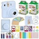 Fujifilm Instax Mini 12 Instant Camera Pastel Blue + Carrying Case + Fuji Instax Film Value Pack (40 Sheets) Accessories Bundle, Color Filters, Photo Album, Assorted Frames