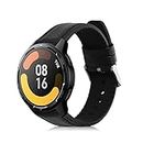 kwmobile Strap Compatible with Xiaomi Watch S1 Active Strap - Silicone and Leather Sport Wristband - Black