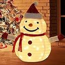 27in Lighted Christmas Outdoor Decorations, Large Snowman Christmas Decorations Waterproof Christmas Ornament Indoor Home Yard Decor Pre-Lit 40 LED Lights (Snowman,Warm Light)