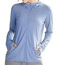 Libin Women's Full Zip UPF 50+ Sun Protection Hoodie Jacket Long Sleeve Sun Shirt Hiking Outdoor Performance with Pockets Lavender Blue S