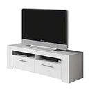 HABITMOBEL Mueble Moderno para TV con estanterias Blanco Mate 4 compartimientos 120 cm de Ancho, 40 cm de Alto y 42 cm de Profundidad