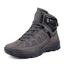 Bacca Bucci® SNOWBALL 6 inches Moto Inspired Mountaineering Backpacking Hiking/Trekking outdoor boots for men for Beginners- Grey, Size UK10