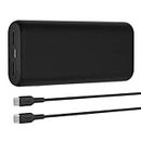 Belkin 20000 mAh 20W PD 3.0 Slim Fast Charging Power Bank with 1 USB-C and 2 USB-A Ports to Charge 3 Devices Simultaneously, for iPhones, Android Phones, Smart Watches & More - Black