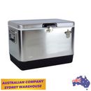 Koolatron Stainless Steel 51L Ice Chest Cool Box with Bottle Opener for Camping