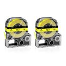 2PK Compatible EPSON LK-4YBP LabelWorks LW-300 Black on Yellow Label Tape 12mm