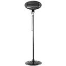 Devanti Infrared Heater, 2000W Outdoor Electric Portable Patio Radiant Heaters Stand Indoor Home Room Bar Heating, With 3 Settings Adjustable Height Black