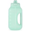 Ello Hydra 64oz Half Gallon Water Jug with Handle and Motivational Time Markers for All Day Hydration, Plastic Reusable Water Bottle with Straw and Locking, Leak Proof Lid, BPA Free, Yucca