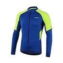 BERGRISAR Men's Cycling Jersey Tops Long Sleeve MTB Bike Shirts with 3+1 Rear Pockets BG012 Dark Blue Size Large