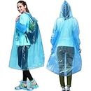 HACER Disposable Raincoat Poncho with Hood Water Resistant Rainwear Barsaati for Outdoor Travel Men Women (Blue, Pack of 1)