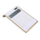 Leoyee Calculadora, 10 dígitos calculadora de Escritorio de Doble Potencia, electrónica de Oficina/hogar, energía Solar, Pantalla LCD inclinable (Blanco Dorado)