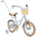 sun baby Bicicleta para niñas Flower Bike, tamaño de Rueda 12 14 16 Pulgadas, con Barra de Empuje Desmontable, Bicicleta Infantil para niñas de 2 a 6 años (14 Pulgadas, Azul Claro)