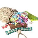 jovani Bird Toy Colorful Shredding Crinkles Natural Palm Frond Shredding Birds Hanging Cage Foraging Toys for Parrot Conures Cockatiels Parakeets Lovebirds and Other Similar Birds