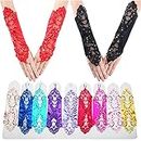 Bridal Gloves Satin Sheer Elbow Length Lace Fingerless Gloves For Bride Prom Party Weeding Accessoire