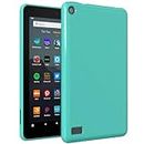 Callyue Kindle Fire 7 Tablet Case (Compatible with 5th 7th 9th Generation, 2015 2017 2019 Release), Rubber Soft Skin Silicone Protective Cover for Fire 7 2019, Light Green