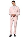 OppoSuits Solid Color Party Suits for Men – Lush Blush – Full Suit: Includes Pants, Jacket And Tie Abito da Uomo, Pink, 42