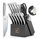 imarku Knife Set - Knife Sets for Kitchen with Block, 14 Pcs High Carbon Stainless Steel Kitchen Knife Set, Dishwasher Safe Knife Block Set with Ergonomic Handle
