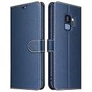 ELESNOW Case for Samsung Galaxy S9, High-grade Leather Flip Wallet Phone Case Cover Compatible with Samsung Galaxy S9 (Deep Blue)