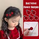 Retro Flocked Red Rose Hairpins/Girls Fashion Side Hair Accessories Bangs ] A7V4