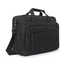 Toketa 15.6in Laptop Bag for Men, Multifunction Expandable Large Capacity Briefcase, Oxford Cloth Shockproof Shoulder Laptop Bag with Handle, Laptop Messenger Bags for Men and Women, Black