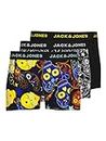 Jack & Jones S JACJAMES Trunks 3 Pack Noos Boxer a Pantaloncino, Nero/Dettaglio: Nero – Giallo, M Uomo