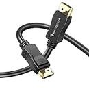 BlueRigger 8K DisplayPort (DP to DP) Cable - 6 feet - (up to 32.4 Gbit/s, UHD with 8 K / 60 Hz or 4 K / 120 Hz, Supports HBR3, DSC 1.2, HDR 10, Lockable Connector, Black) Series