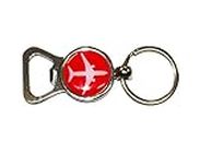 Pilot18 Red Aircraft 3D 1 inch Bottle Opener Stainless Steel Aviation Keychain for Pilots and Crew