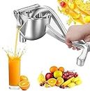 Vitachef Aluminium Manual Fruit Juicer Machine Orange Heavy Duty Hand Press Metal Lime Juice Maker Instant Squeezer (Silver)