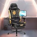 Dr Luxur Fantasy Ergonomic Gaming Chair For Home Office And Study- For Work From Home With Magnetic Neck Pillow, Lumbar Pillow, 4-D Armrest, Footrest, Aluminium Base, With Recliner (Fantasy) - Black