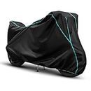 Skyclun Bike Cover Compatible with Kawasaki Z900 | 100% Waterproof | Dust and UV Protection | Elastic Bottom | Triple Stitched | 5-Thread Interlock (Black & Navy Piping)