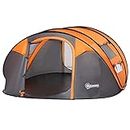 Outsunny 5 Person Dome Camping Tent, Automatic Pop Up Tent with Doors, Windows, Carry Bag, 8.6' x 7.2' x 4' Easy Setup Tent for Hiking, Travelling, Orange