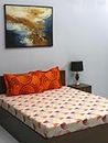 Bombay Dyeing Glory 104 TC 100% Cotton Geometric Queen Bedsheet with 2 Pillow Cover (‎2.24 x 2.44 Mtrs) | Rust