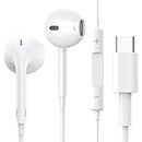 USB C Headphones for iPhone 15, Type C Earphones Wired Earbuds with Mic & Volume Control Compatible with iPhone 15 Plus Pro Max, iPad Pro, Pixel 7/6/6a/5/4, Galaxy S23/S22/S21/S20/Ultra Note 10/20