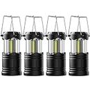 Lichamp 4 Pack LED Camping Lanterns, Battery Powered Camping Lights COB Super Bright Collapsible Flashlight Portable Emergency Supplies Kit, Black