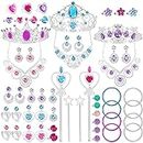 NINAOR 56 Pack Princess Jewelry for Girls Princess Dress Up Accessories Kids Play Jewelry for Girls Included Crown Wand Necklace Bracelet Rings Earrings Great as Princess Party Decorations