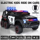 12V Battery Kids Ride On Police Car Electric Truck 6 Wheel+LED+Intercom+Siren+RC