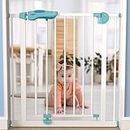 Baybee Auto Close Baby Safety Gate for Kids, Extra Tall Baby Fence Barrier Dog Gate with Easy Walk-Thru Child Gate | Baby Gate for House, Stairs, Door | Safety Gate for Baby (Green 75-85cm)