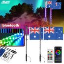 Pair 5FT bluetooth RGB Spiral LED Whip Lights W/ AU Flag &Remote For ATV UTV AU
