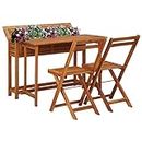AIJUUKJP Nice Outdoor Nice Outdoor Nice Sets-Garden Planter Table with 2 Bistro Chairs Solid Acacia Wood