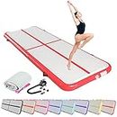 SK DEPOT Inflatable Yoga Track Inflatable Gymnastics Mattress 10ft x 3.4ft x 0.3ft Artistic Gymnastics Tumbling Track Mat Indoor Outdoor Thickness Air Track for Gym Home Red
