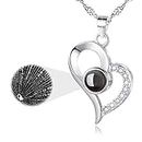 Valentine Gift By Shining Diva Platinum Plated I Love You in 100 Different Languages Stylish Heart Chain Pendant Chain for Girls (Silver) (11262np)